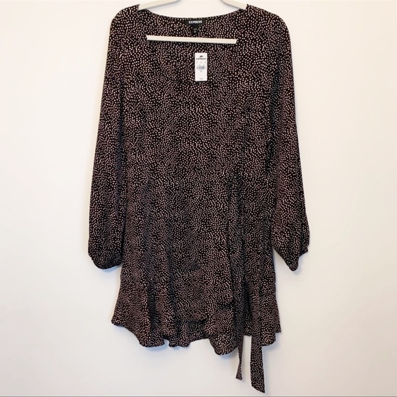 EXPRESS SQUARE NECK POLKA DOT MINI DRESS - Picture 2 of 3